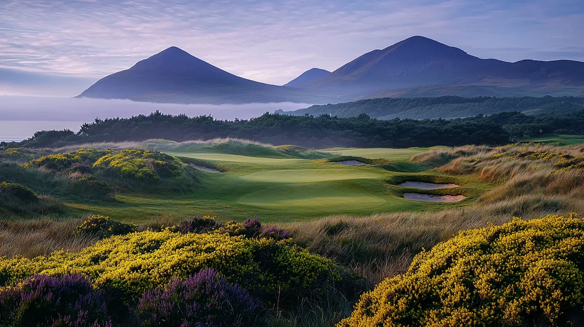 Aerial view of Royal County Down golf course, one of Ireland's most iconic links courses